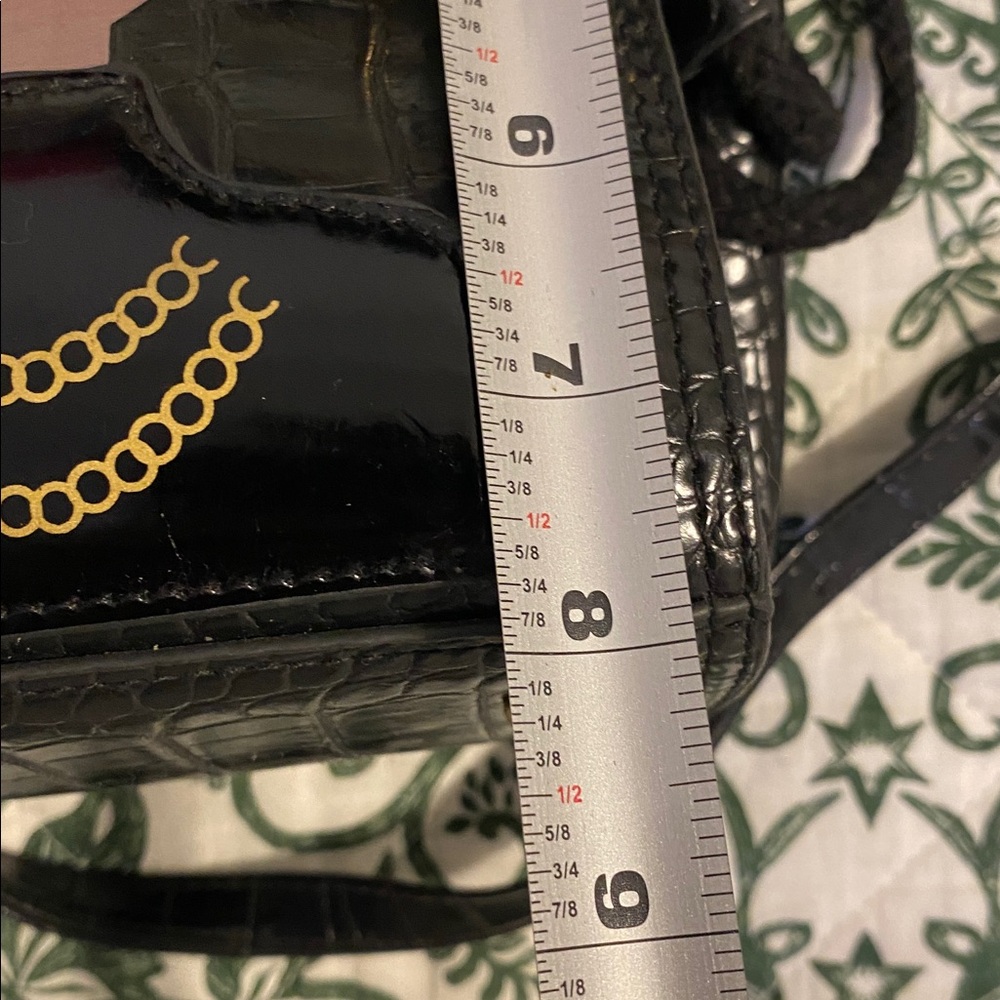 Black Croc-Embossed Handbag with Face Design, fun purse good condition - Picture 7 of 9